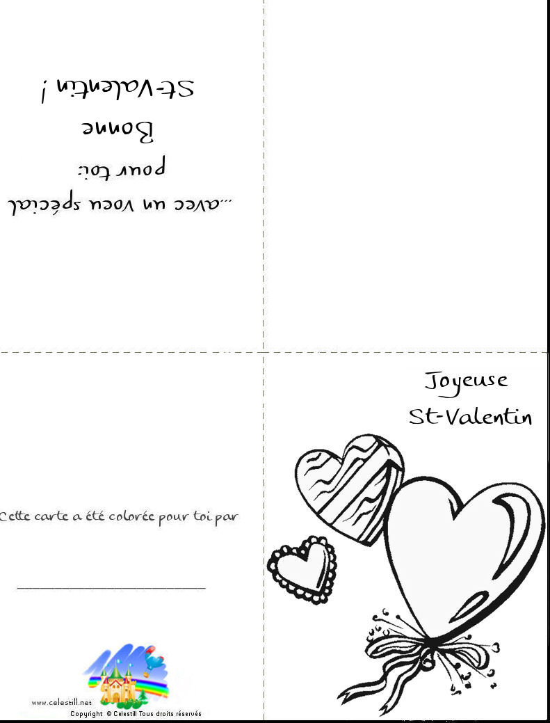 Coloriages St Valentin Carte   imprimer et   colorier coeurs St Valentin