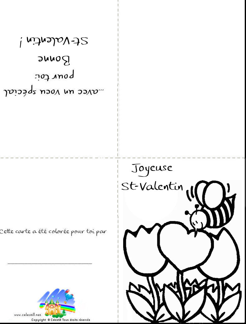 Coloriages St Valentin Carte   imprimer et   colorier fleurs St Valentin